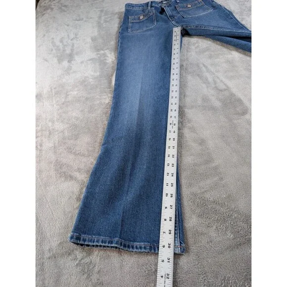 Tommy Hilfiger High Waist Bootcut Jeans Womens 32X30 Blue Denim Patch Pocket - Picture 13 of 14